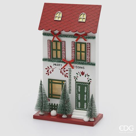 EDG Enzo De Gasperi Diorama Casetta Natalizia LED H36 cm Bianco Rosso – Decorazione di Natale (1/5)