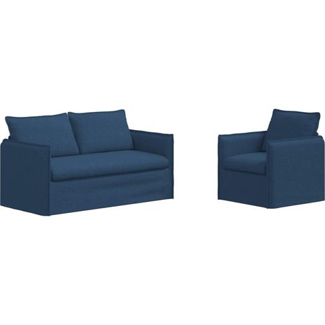 Ensemble de Canapés 2 pcs  Salon de jardin Bleu 156 x 82 x 85 cm Tissu