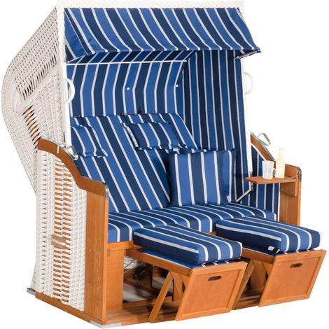 Strandkorb Rustikal 250XL PLUS PVC-KS weiß, Nord. Fichte