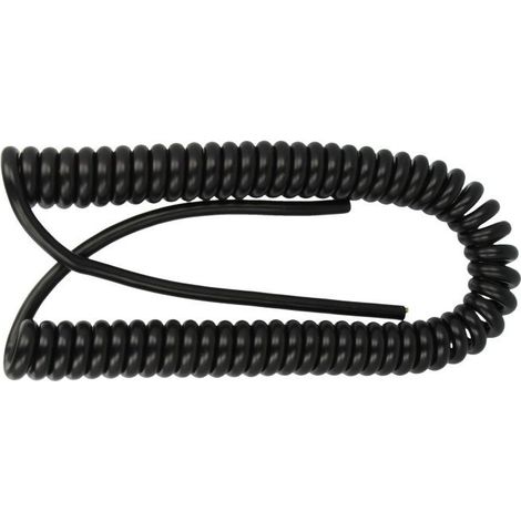 Flexible spiralé H05VV-F3G 1,5 mm² 1000 mm/4000 mm, noir