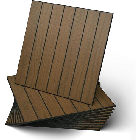 30 x 30 cm Wooden Wall Panels Decorative Soundproof PVC Self-Adhesive Easy to Install for Living Room Bedroom Kitchen Dark Brown (1/5)