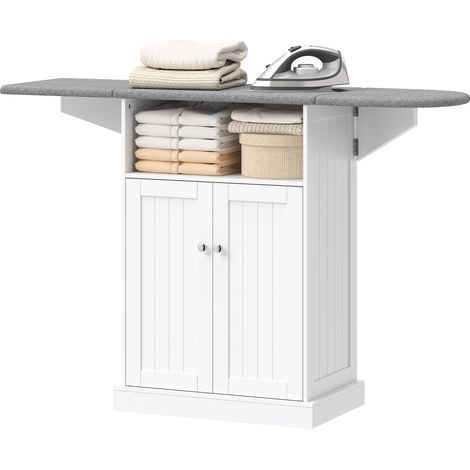 HOMCOM Mobile Asse da Stiro Pieghevole, 131x37x88.5 cm, Bianco