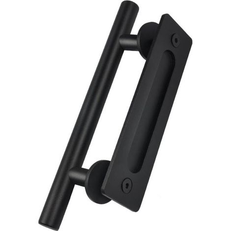 Poignée de porte coulissante en acier au carbone noir – 300 mm – Style vintage pour armoire de cuisine ou chambre (1/5)