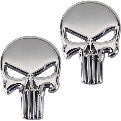 2 autocollants métalliques 3D Crane Punisher, finition résine non toxique, résistants UV et eau, pour voiture moto porte vitre (1/4)