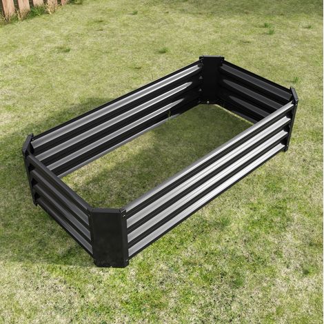 Bac à fleurs surélevé en acier galvanisé 120 x 61 x 30 cm pour jardin, sans fond, idéal pour légumes, herbes et fleurs (1/5)