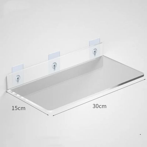 (L-30X15cm)1pc Étagère de rangement murale en acrylique transparent, support flottant pour livres, maquillage, présentoir pour salle de bain et cuisine (1/5)