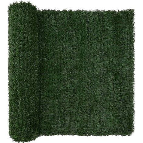 Clôture artificielle vert foncé, 1,5 x 6 mètres, PVC et acier. (1/5)