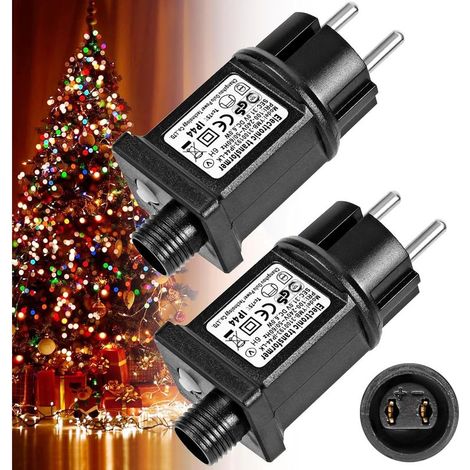 2 Pièce Transformateur 31V 6W LED d'Alimentation, Adaptateur Pilote Basse Tension Clignoteur IP44 avec 8 Modes, Minuterie et fonction Mémoire pour Guirlande, Lumières, Décorations de Noël (1/5)