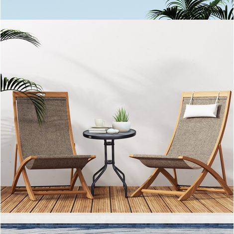 CHICFURN Mesa de jardín redonda Ø60 x H70 cm, metal negro y vidrio de seguridad (1/5)