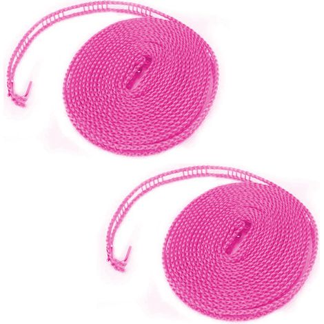Corde A Linge - 5 M - Réglable - Antidérapante - Résistante Au Vent - Pour Intérieur Et Extérieur - Lot De 2 (1/5)