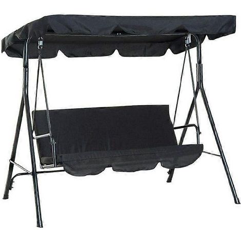 Toit de rechange NOIR pour balancelle de jardin 3 places, housse de rechange universelle pour balancelle de jardin extérieure, housse de rechange imperméable et résistante aux UV pour (1/5)