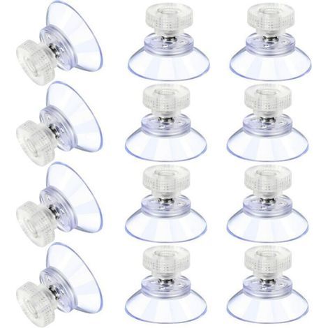 BUNTHAUS 12 Grandes Ventouses Ventouses en Plastique Ventouse Anti-Collision Transparente en Caoutchouc Vis Écrou en Métal Ventouse Solide en PVC Transparent Remplacement avec Écrou de Vis (25mmxM4)