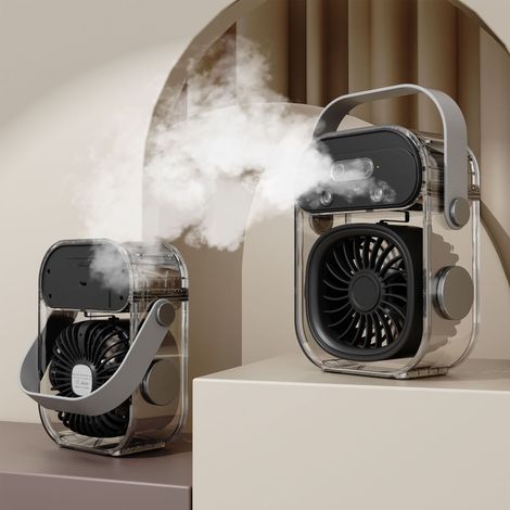 Mini Ventilateur de Bureau USB Rechargeable, Silencieux avec Brumisation et Glace, Portable pour Extérieur -Alovez-WCY