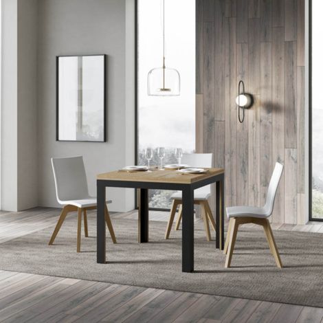 Tavolo apribile 90x90/180 cm Linea Libra Quercia Natura telaio Antracite (1/4)