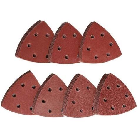 PA Triangles Abrasifs Autoagrippants 70 Pièces Mixpack Grains 60 à 400 Pour Ponceuses Delta 93x93mm (1/4)