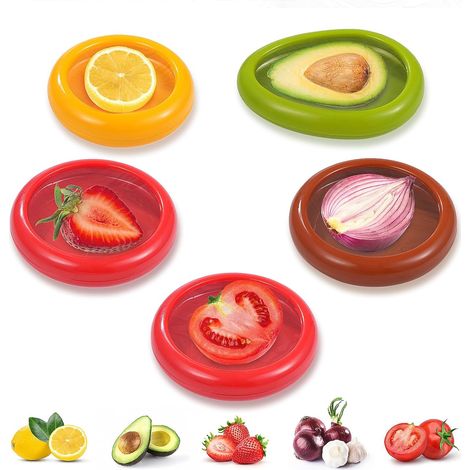 CSPARKV 5er-Pack Frischhaltebehälter für Lebensmittel, wiederverwendbare Frischhaltebehälter für Avocados, Tomaten, Zitronen und Zwiebeln, Aufbewahrungsboxen für die Lebensmittelkonservierung, geeigne