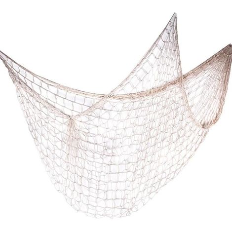 2 x 1,5 m dekorative mediterrane Fischernetze zum Aufhängen, maritime Stranddekoration, beige Farbe, für Zuhause, Wohnzimmer und Bar. (1/4)