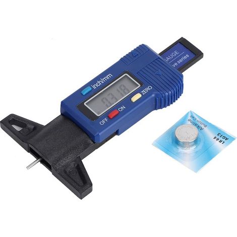 Jauge de profondeur de filetage de roue 025,4 mm/1 pouce, pour pneus de voiture, usage multiple, bleu (1/5)