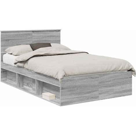 Maison Exclusive - Cadre de lit Gris Sonoma 120 x 190 cm Pin massif (1/5)