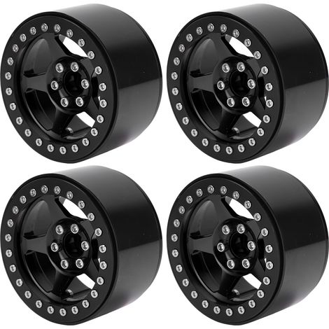 Stück leichte 5-Speichen-Beadlock-Felgen aus Aluminiumlegierung für Axial SCX10 90046 Micro Crawler RC-Car, Schwarz (1/5)