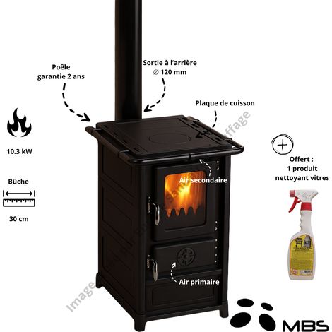 Cuisinière à bois 10.3 kW Anders MBS - Couleur Noir (1/3)