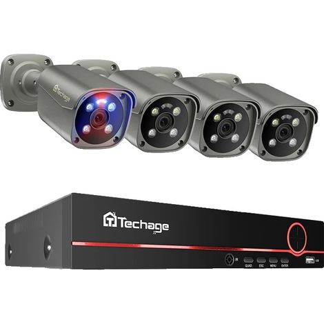 Système de Caméra de Sécurité, 8 Canaux, Audio Bidirectionnel, 8CH 4Pcs 8MP Caméra-b, 3T(sports en plein air)-f (1/2)