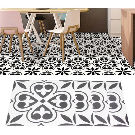 Lot de 4 stickers adhésifs créatifs sans colle pour la rénovation de sols, mosaïque, salle de bain, chambre, salon, etc. (1/5)