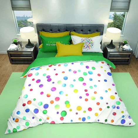 Ensemble d'enveloppes de Couette Geometric Single avec Housse de Couette Taie d'oreiller pour Le Lit Multicolore en Coton 150 X 200cm (1/3)