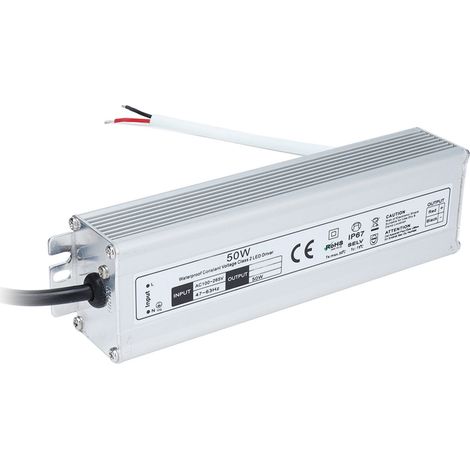 Alimentation LED étanche IP67 100‑265V, transformateur 50W pour bandeaux lumineux 24V, prise EU