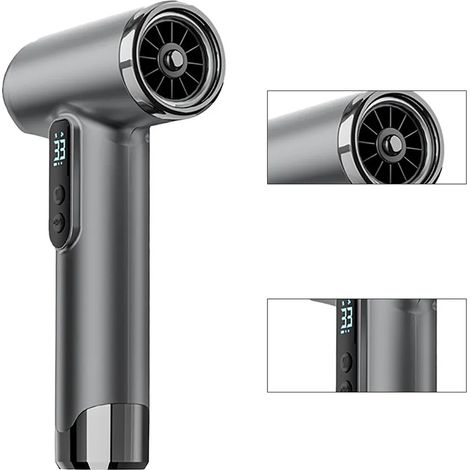 Secador de pelo inalámbrico, secador de pelo portátil con pantalla LED, 100.000 RPM, carga rápida de 18 W, suministro de potencia de 200 W, batería de 15600 mAh, color gris. (1/5)