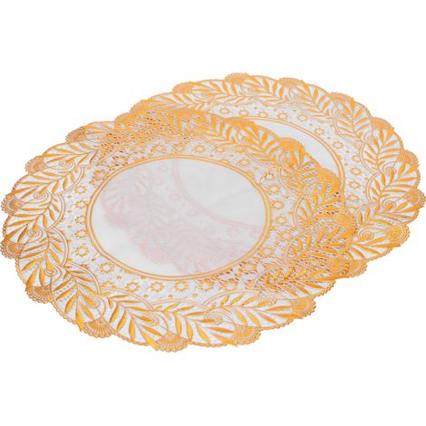 Set mit 2 goldenen 30x30cm Platzsets, Tischläufer für Esszimmer, Hochzeit, Party, Stil 02 (1/5)
