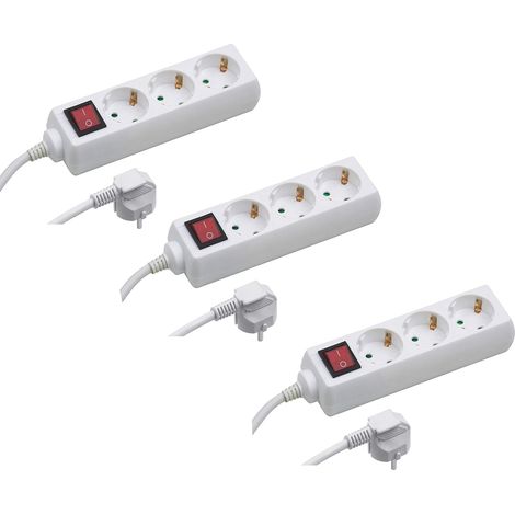Multiprise 3 Prises – Câble de 1,4 m – Blanc – avec Interrupteur – IP20 Intérieur/Multiprise/Multiprise/Prise de Table/Tido 3 Prises (1/5)