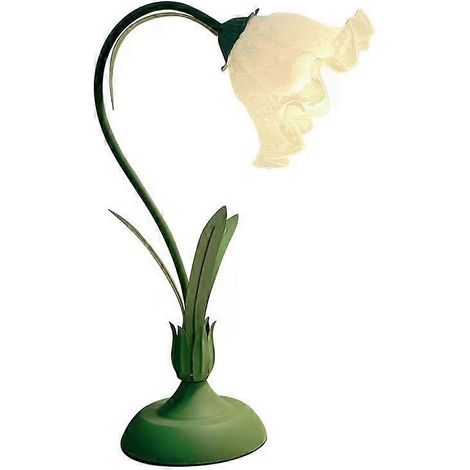 LED-Schreibtischlampe im nordischen Glasblumen-Design, 20 cm, Nachttischlampe, Leselampe für Schlafzimmer und Wohnzimmer, Grün