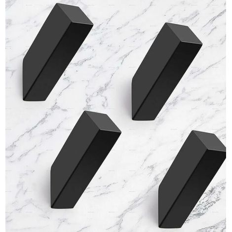Sollbry Paquete de 4 ganchos de pared de acero inoxidable negro mate resistentes para baño, dormitorio, entrada, perchero, vestíbulo, garaje y montaje en pared. (1/5)