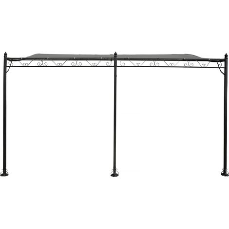 Anbaupergola gebogen aus Metall - 3 x 4 m - Grau (1/4)