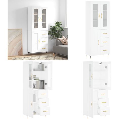 Highboard Weiß 69,5x34x180 cm Holzwerkstoff - Holzwerkstoff - Schrank (1/5)