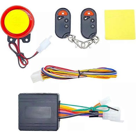 Système d'alarme antivol 12V pour motos et vélos avec fonction antivol, boîtier de clé à distance de 125 décibels, démarreur de moteur et haut-parleur pour moto. (1/5)