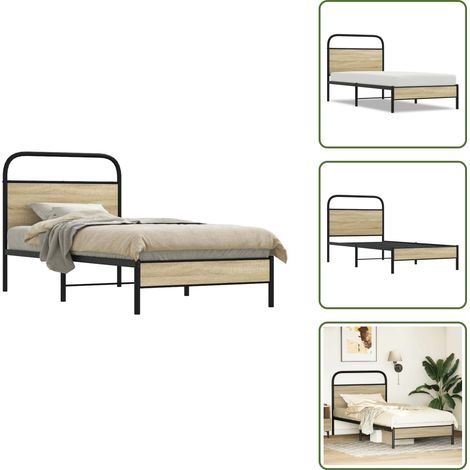 Cadre de lit sans matelas 75x190cm chêne sonoma bois ingénierie - Cadre De Lit - Cadres De Lit - Meuble De Chambre À Coucher - Lit (1/5)