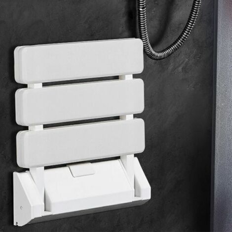 Siège de douche mural rabattable – Capacité de charge 130 kg – Matériaux ABS et aluminium – Installation murale pour gain de place