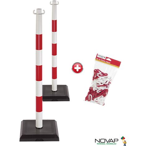 Kit 2 poteaux PVC lestés 3kg Rouge/Blanc - 1999985