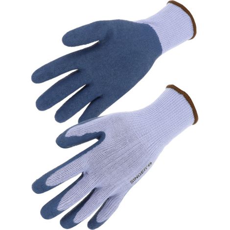 Gants de manutention lourde latex antidérapants à dos aéré pour surfaces sèches SINGER SAFETY (Lot de 10) Bleu 10 (1/3)