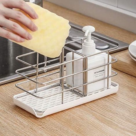 1 article,Porte éponge en Acier Inoxydable 304, Multifonctionnel pour évier de Cuisine, Organisateur d'évier, Plateau égouttoir à Vaisselle, Porte Savon, Panneau de Suspension réglable