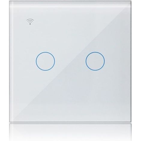 Interrupteur Tactile Connecté 2 Gang 1 Voies Compatible avec Alexa, Interrupteur Lumineux Mural Tuya Smart Life App Intelligent Contrôle (1/5)