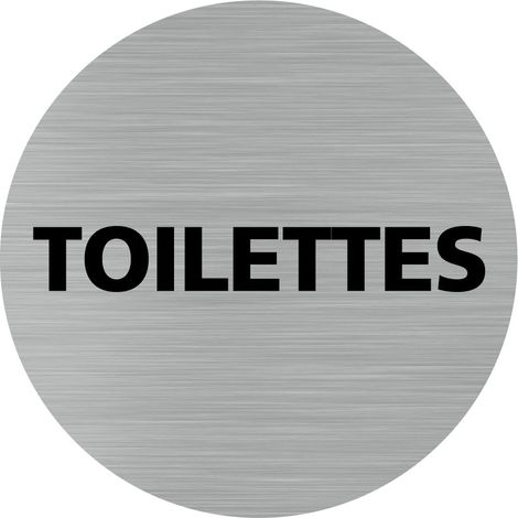 Pictogramme TOILETTES (Q0197).- Adhésif aspect aluminium brossé - Diamètre 76 mm (1/5)