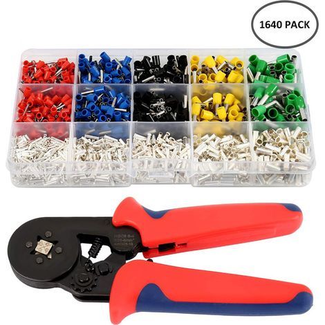 Pince sertir embouts 0,25-6mm² câble auto-ajustable empreinte carrée Cosse de câble,Terminal de tube 1640PCS (1/5)
