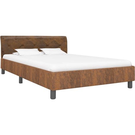 Maison Exclusive - Bettgestell Braun Wildleder-Optik 140 × 200 cm