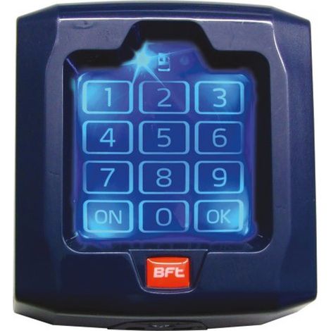 BFT – Clavier électronique digicode radio 433.92 MHz – Alimentation 2 piles CR123A – Portée 100 mètres – Touches rétroéclairées