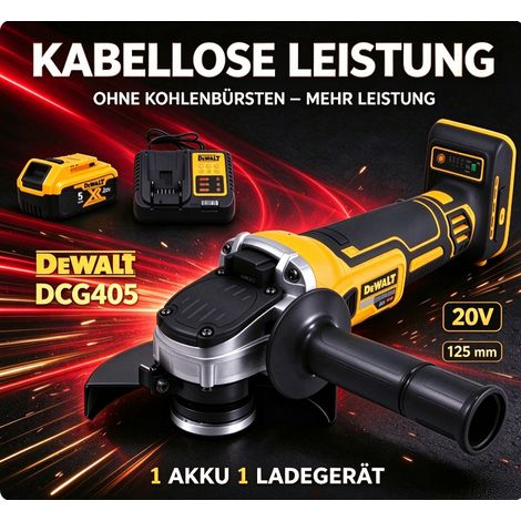 DEWALT DCG405 18V XR Akku-Winkelschleifer Set mit Akku und Ladegerät für Baustellen-Sanierung (1/4)