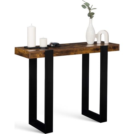 Idmarket – Console PHOENIX bois effet vieilli et noir – Longueur 100 cm – Largeur 33 cm – Hauteur 75 cm – Charge 30 kg