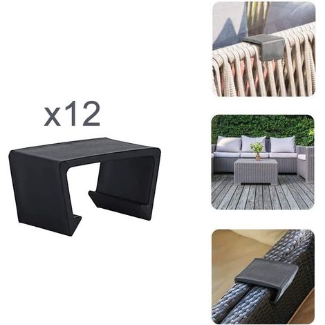 12 clip di fissaggio per mobili da giardino – clip resistenti per mobili da giardino in rattan (larghezza adatta: 4,7–5,1 cm) (1/5)